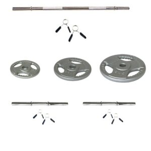 Kit de barra de 1,80m, halteres e discos de peso