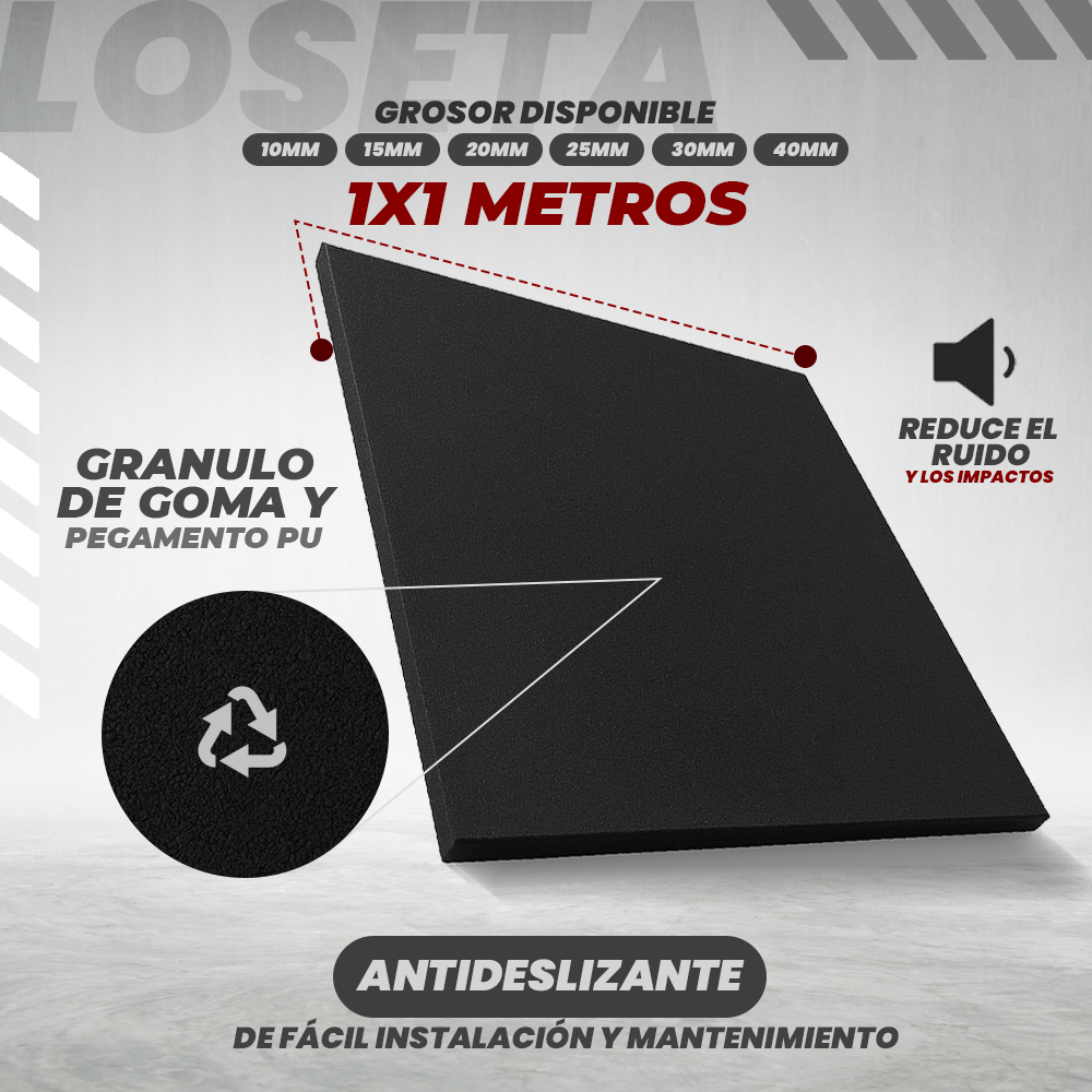 Piso/Chão/Pavimento/Tapetes - Piso de borracha premium preta de alta densidade para ginásio (100x100cm) - Image 4